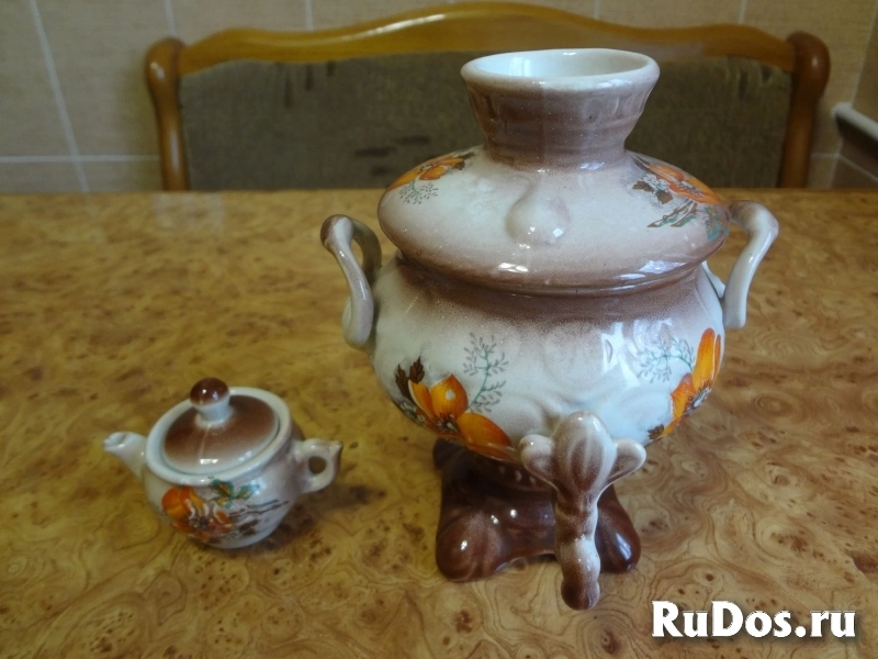 Керамический самовар с чайником декоративный изображение 7