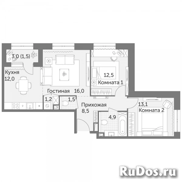 Продам 3 комнатную квартиру 71.2 м2 фотка
