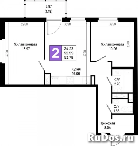 Продам 2 комнатную квартиру 53 м2 фото