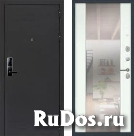 Дверь входная (стальная, металлическая) Сенатор Практик 3К СБ-16 с зеркалом quot;Силк сноуquot; с электронным замком фото