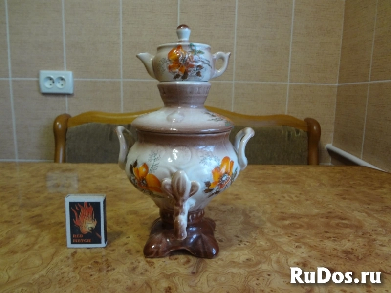 Керамический самовар с чайником декоративный фото