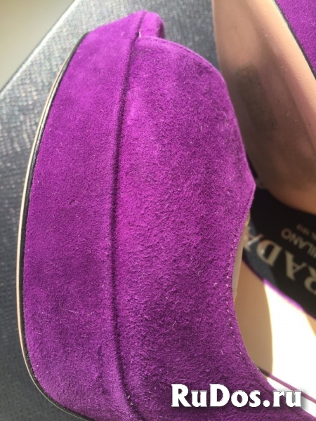 Туфли новые prada италия 39 размер замша сиреневые фиолетовые пла изображение 5