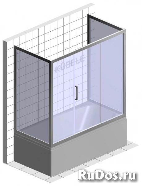 Шторка в ванну Kubele DE019P3U 85x235x150 см, стекло матовое 6 мм, профиль белый матовый фото