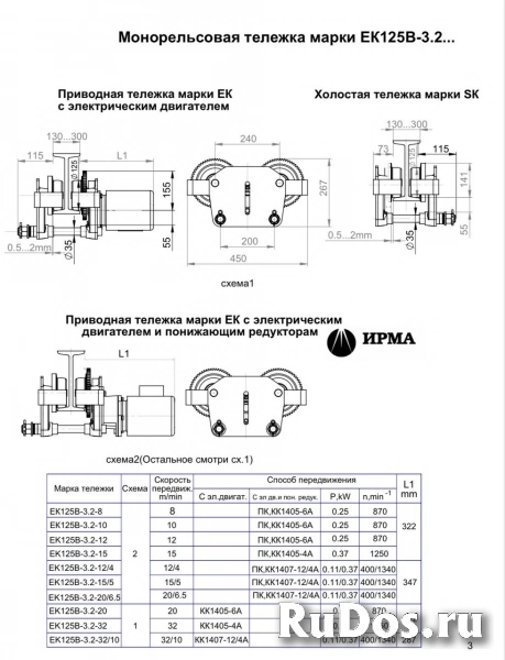 Тележка приводная ек125 (г/п 2-3,2 т) изображение 6