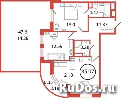 Продам 2 комнатную квартиру 85 м2 фото