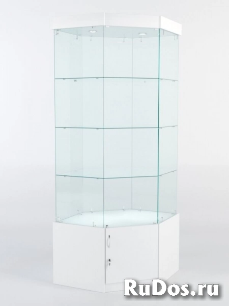 Витрина стеклянная quot;истраquot; угловая №17 шестигранная (с дверкой, задние стенки - стекло), Белый фото
