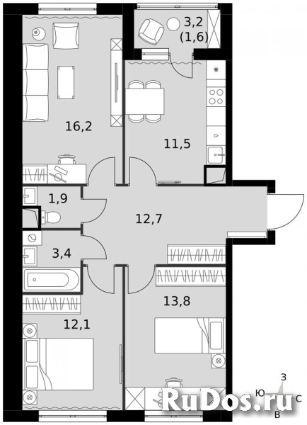 Продам 3 комнатную квартиру 73.2 м2 фотка