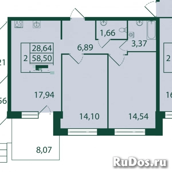 Продам 2 комнатную квартиру 61 м2 изображение 3