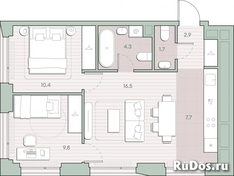 Продам 2 комнатную квартиру 53.3 м2 фотка