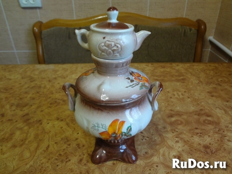 Керамический самовар с чайником декоративный изображение 5