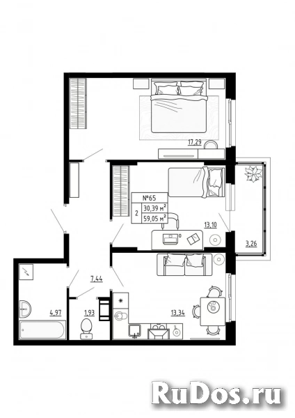 Продам 2 комнатную квартиру 59 м2 фото