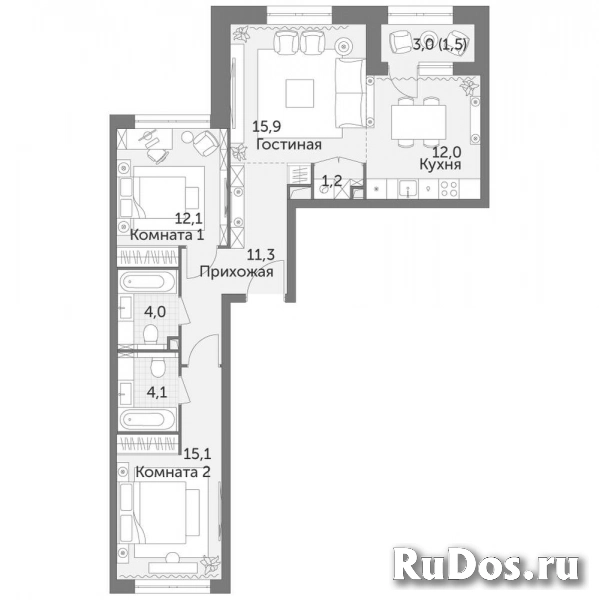 Продам 3 комнатную квартиру 77.3 м2 фотка