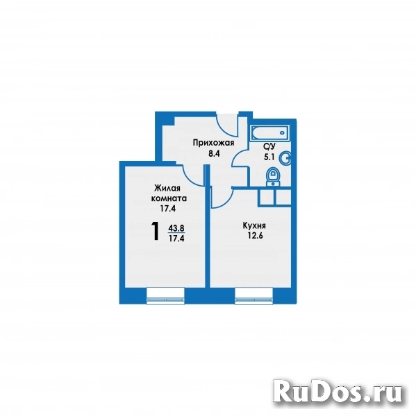 Продам 1 комнатную квартиру 43.7 м2 фотка