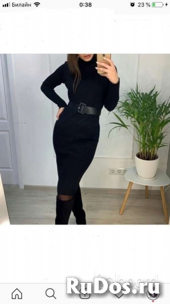 Платье новое чёрное м 46 вязаное футляр по фигуре миди шерсть раз фото