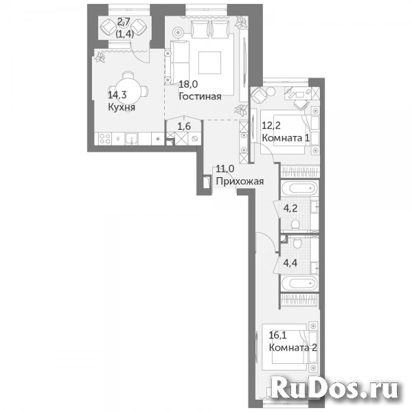 Продам 3 комнатную квартиру 83.2 м2 фотка