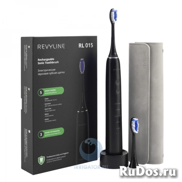 Зубная электрическая щетка Revyline RL 015 в черном цвете с 3 нас фото