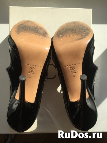 Босоножки туфли casadei италия 39 размер черные лак кожа платформ изображение 3