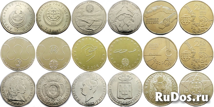 Португальские юбилейные монеты 2,5 и 5 евро фотка