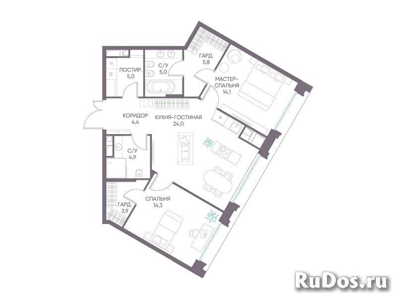 Продам 2 комнатную квартиру 81 м2 фото