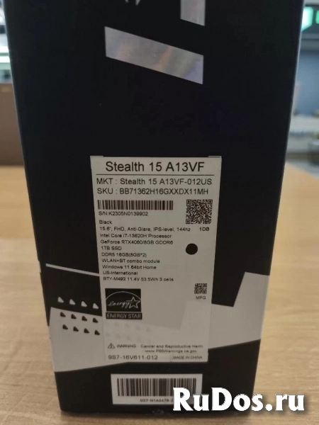 Ноутбук Stealth 15 Core i7-13620H /16GB/1TB/4060/FHD/144Hz изображение 6