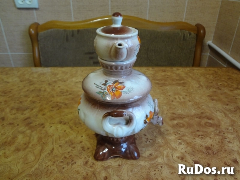 Керамический самовар с чайником декоративный изображение 4