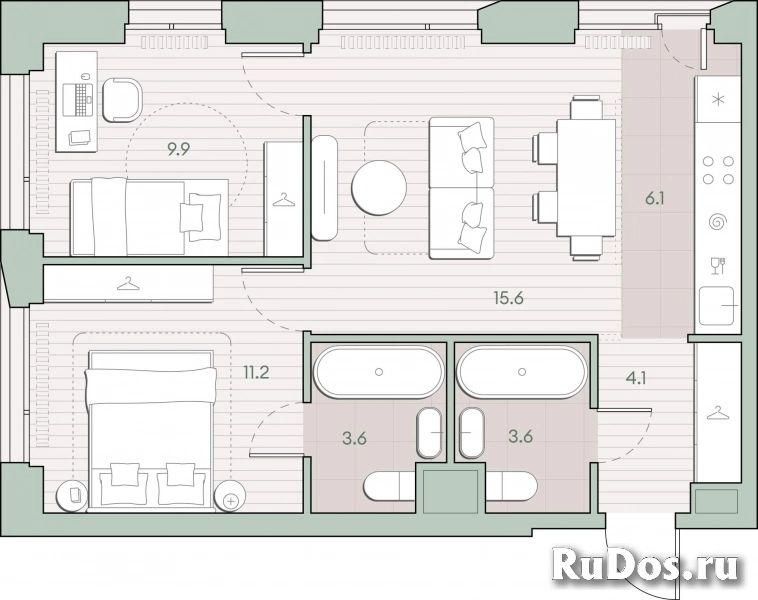 Продам 2 комнатную квартиру 54.1 м2 фотка