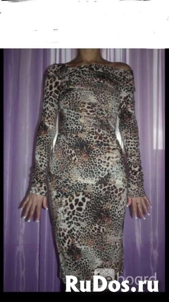 Платье новое blumarine италия м 46 леопард шерсть миди теплое беж фото