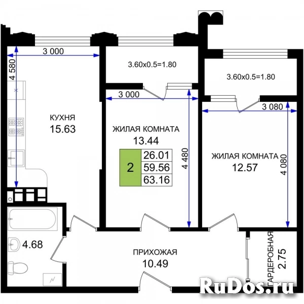 Продам 2 комнатную квартиру 63 м2 фото