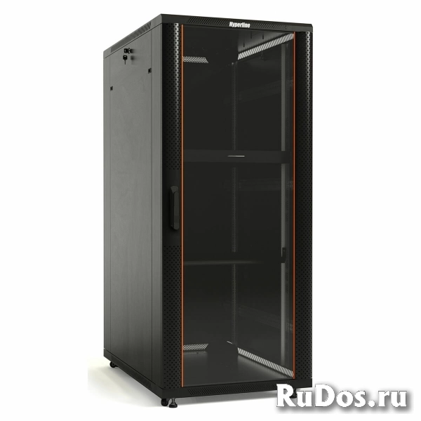 Hyperline TTB-4781-AS-RAL9004 Шкаф напольный 19-дюймовый, 47U, 2277x800х1000 мм (ВхШхГ), передняя стеклянная дверь со стальными перфорированными боковинами, задняя дверь сплошная, ручка с замком, крыша нового типа, цвет черный (RAL 9004) (разобранный) фото