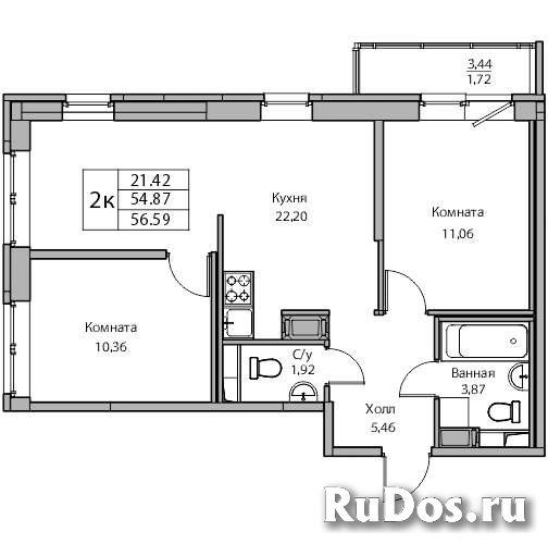 Продам 2 комнатную квартиру 54 м2 фотка