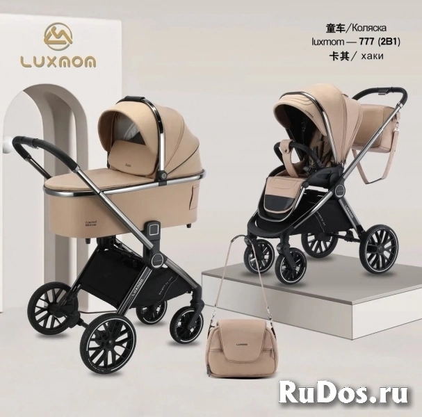 Коляска детская модульная luxmom 3 в 1 экокожа премиум для новорожденных изображение 6