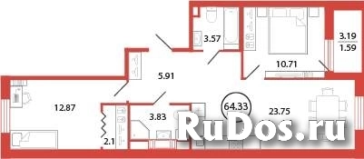 Продам 2 комнатную квартиру 64 м2 фото