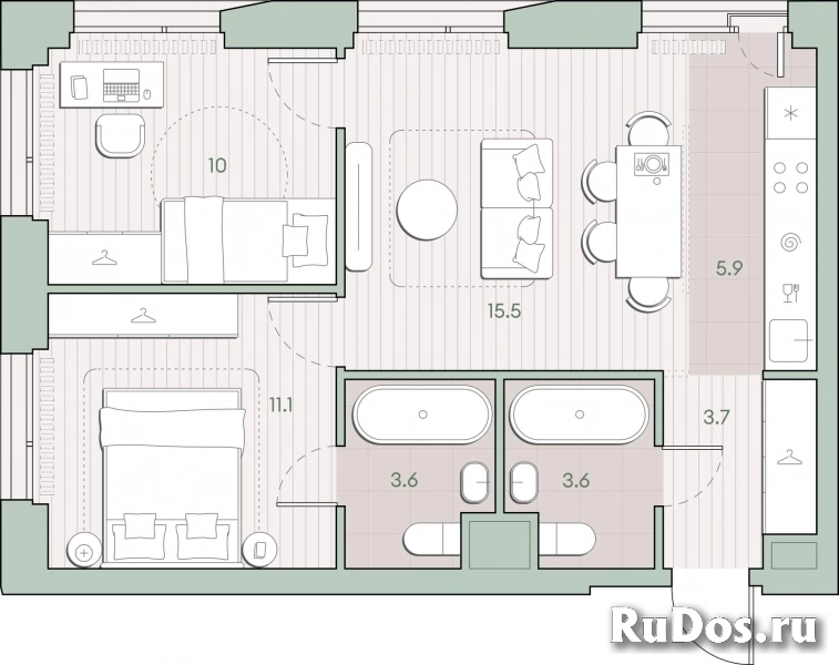 Продам 2 комнатную квартиру 53.4 м2 фотка