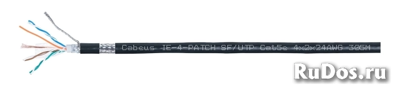 Cabeus IE-4-PATCH SF/UTP Cat5e 4X2X24AWG Кабель Industrial Ethernet, SFTP (SF/UTP), категории 5e, 4 пары, многожильный (stranded), экран – фольга + проволочная оплетка (сетка), внутренний/внешний (-40°C - +80°C), двойная оболочка FR-PVC UV (305м) фото