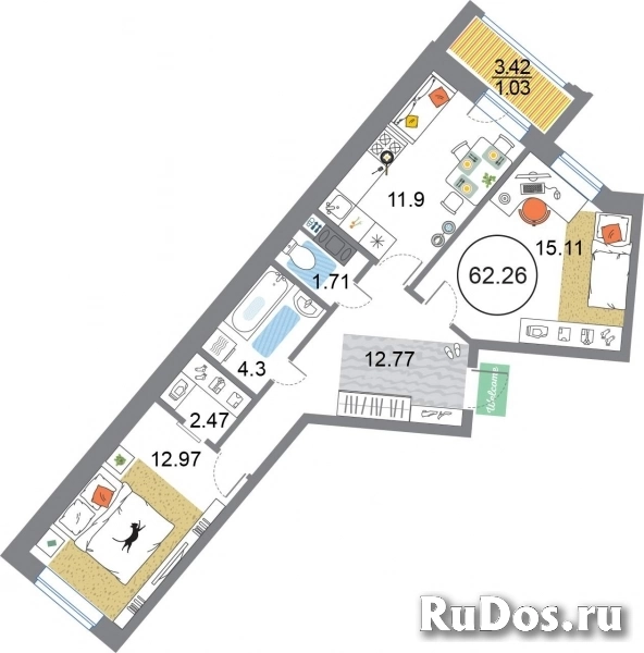 Продам 2 комнатную квартиру 62 м2 фото