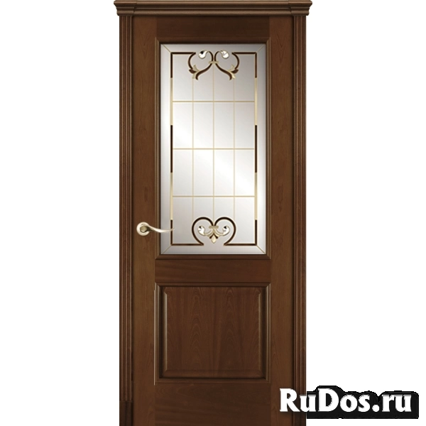 Межкомнатная дверь La Porte серия Classic модель 300.3 красное дерево витраж с бевелсами Аллегро фото