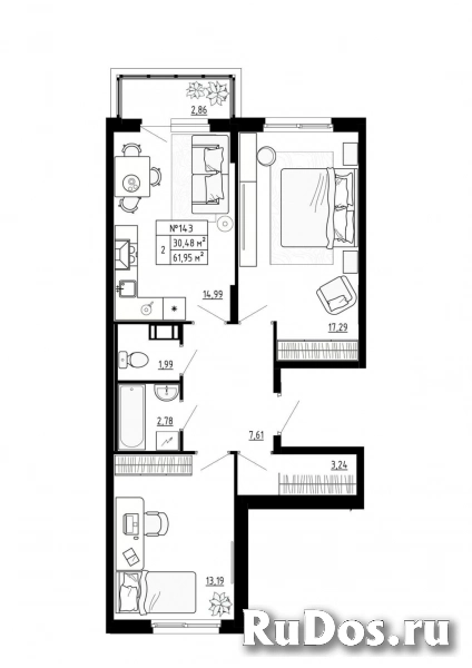 Продам 2 комнатную квартиру 61 м2 фото