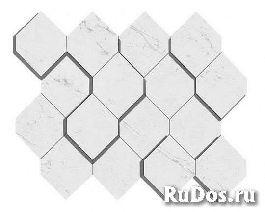 Керамогранит Atlas Concorde (италия) Marvel Stone Carrara Pure Mosaico Esagono 3D AS4A 353x282 мм (Керамическая плитка для ванной) фото