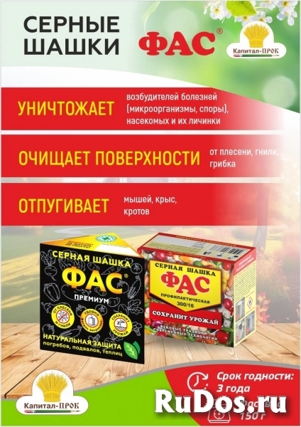 Серные шашки ФАС для фумигационной обработки пустых погребов и подвалов, парников, теплиц и оранжерей. фото