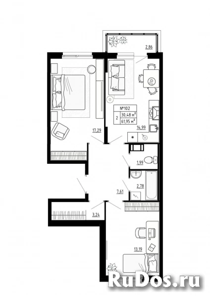 Продам 2 комнатную квартиру 61 м2 фото