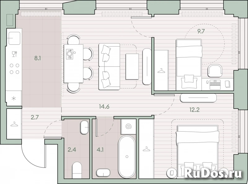 Продам 2 комнатную квартиру 53.8 м2 фотка