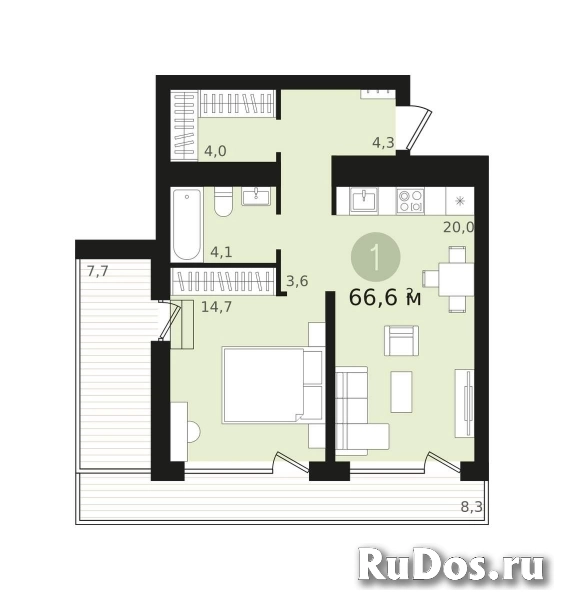 Продам 1 комнатную квартиру 50 м2 фото