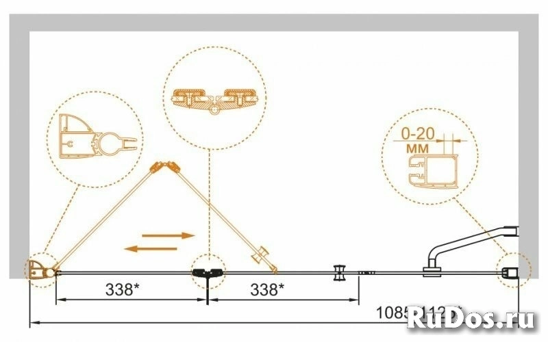 Душевая дверь в нишу Cezares ELENA-W-BS-13-60+45/45-P-Cr-L фото