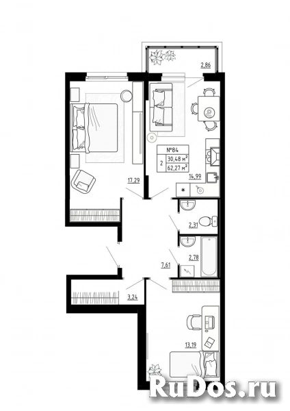 Продам 2 комнатную квартиру 62 м2 фото