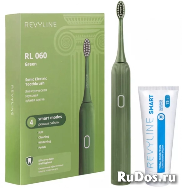 Звуковая зубная щетка Revyline RL060 Green и паста для зубов фото