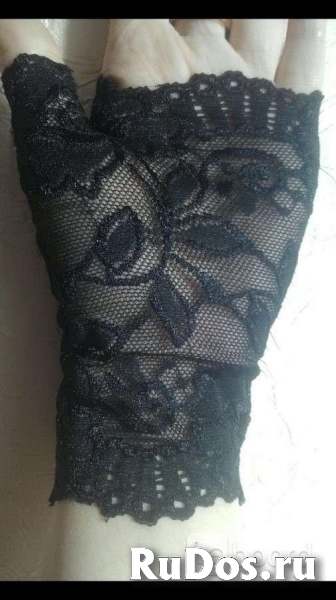 Перчатки митенки кружева чёрные стретч гипюр без пальцев женские фотка