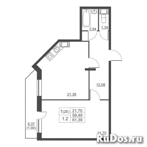 Продам 1 комнатную квартиру 59 м2 фото