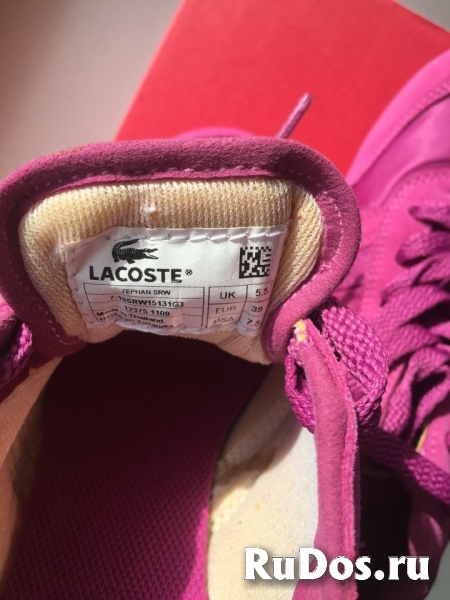 Кроссовки кеды новые lacoste 39 размер замша текстиль цвет розовы изображение 4