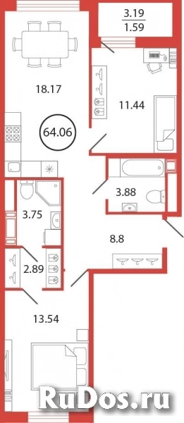 Продам 2 комнатную квартиру 64 м2 фото