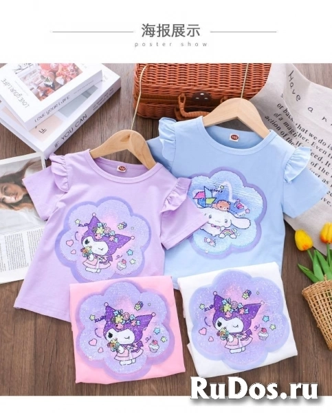 Футболка Kuromi Cinnamoroll Melody Sanrio для девочек изображение 3